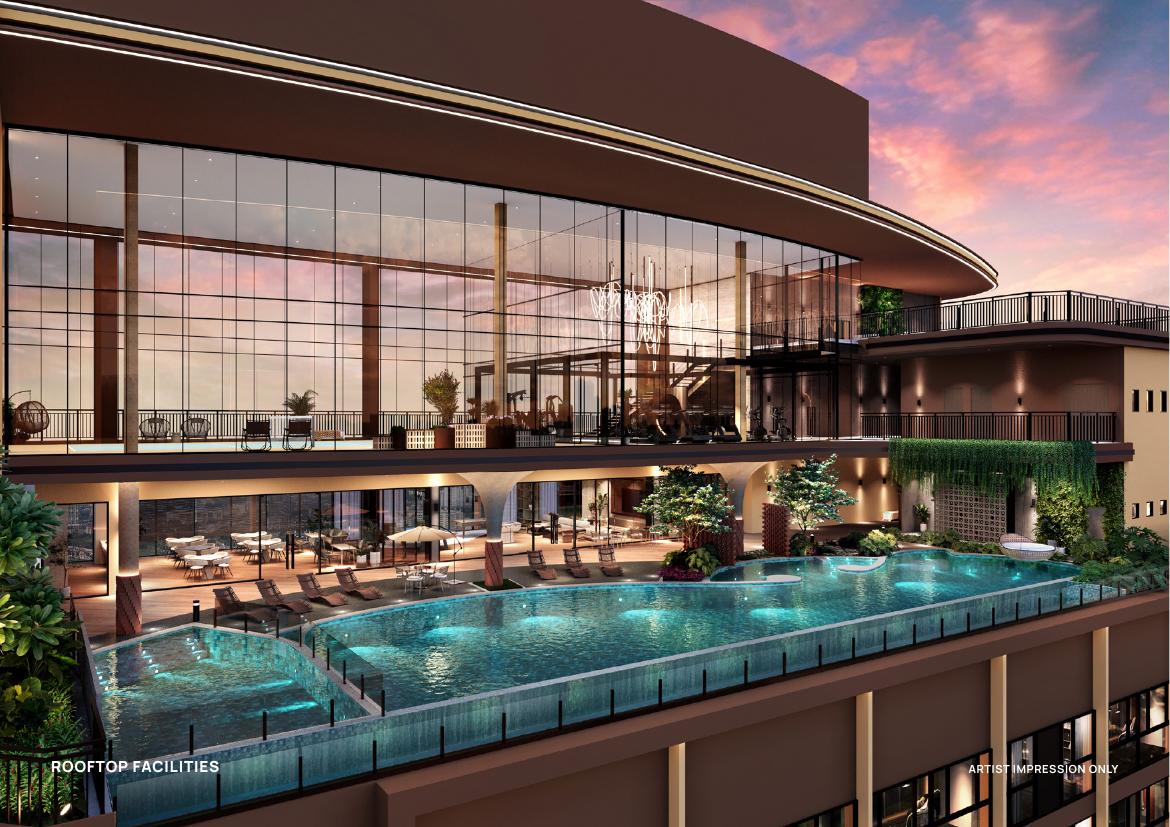 Armani Alderwood rooftop facilities with pool deck, artist's impression