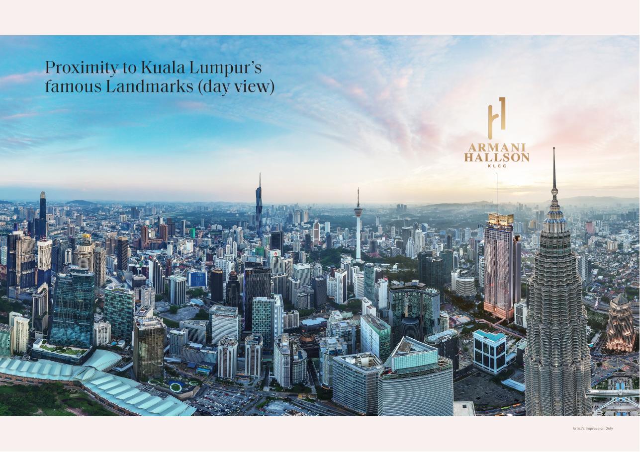 Aerial view of Kuala Lumpur landmarks near Armani Hallson KLCC